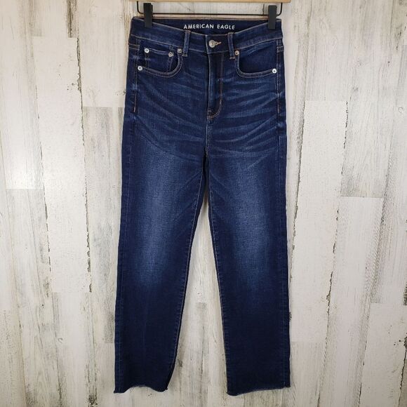 AEO Slim Straight Crop Jeans Sz 2 - Picture 1 of 7